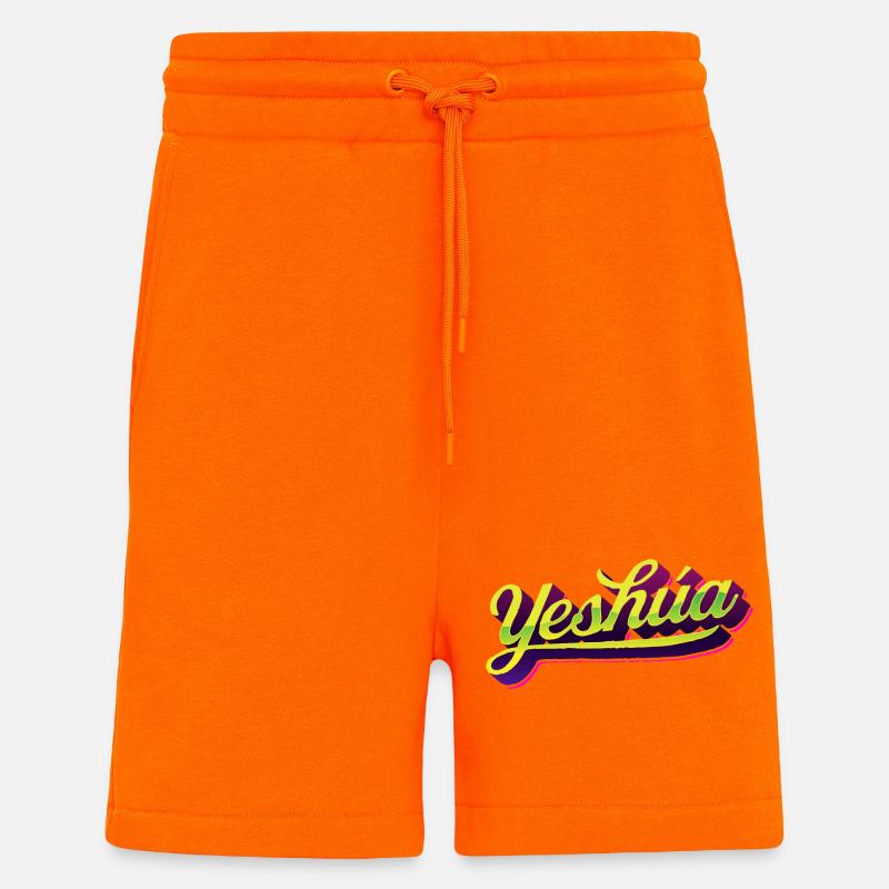 Yeshúa - Style de lettrage urbain - Short bio décontracté fabriqué en UE - SUNSET ORANGE