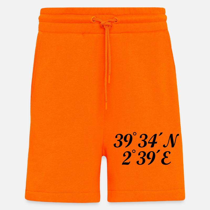 Coordonnées Palma de Majorque - Short bio décontracté fabriqué en UE - SUNSET ORANGE