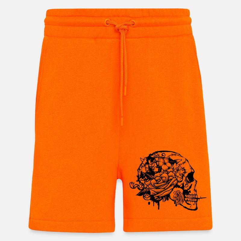 Skull mit Rose - Shorts - made by SPREAD - SUNSET ORANGE