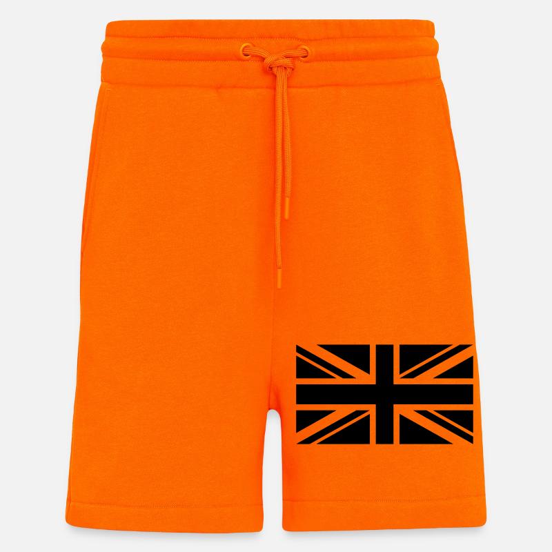 Plaine de drapeau Angleterre - Short bio décontracté fabriqué en UE - SUNSET ORANGE
