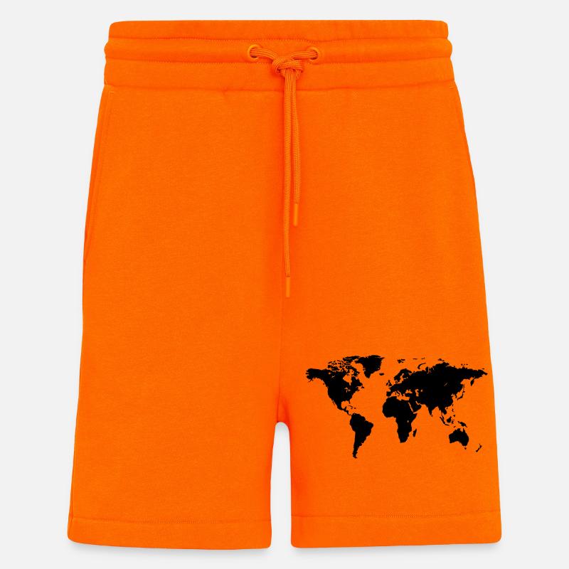 World Map - Shorts - made by SPREAD - SUNSET ORANGE