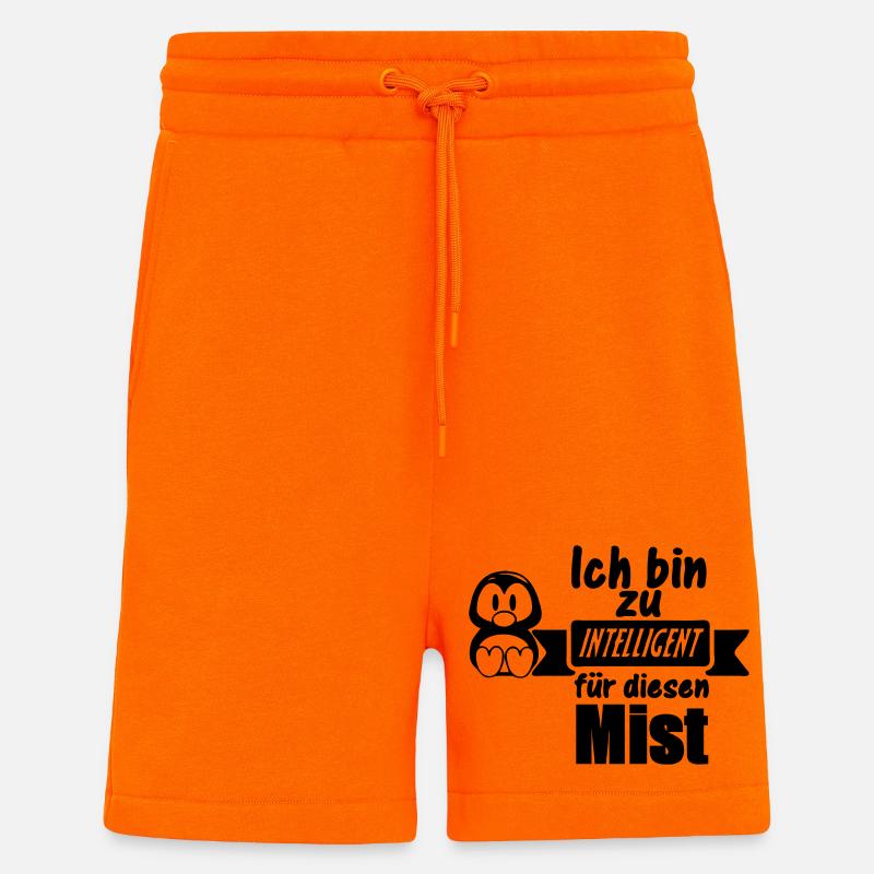 Pinguin Spruch - Zu intelligent Geschenk - Shorts - made by SPREAD - SUNSET ORANGE