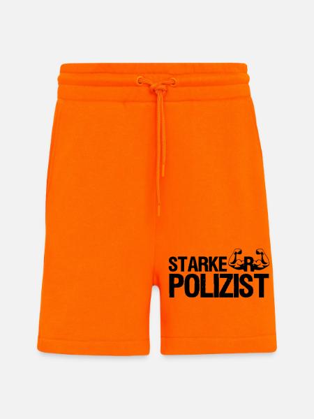 Starker Polizist, Polizei, Sprüche, Geschenk - Shorts - made by SPREAD - SUNSET ORANGE