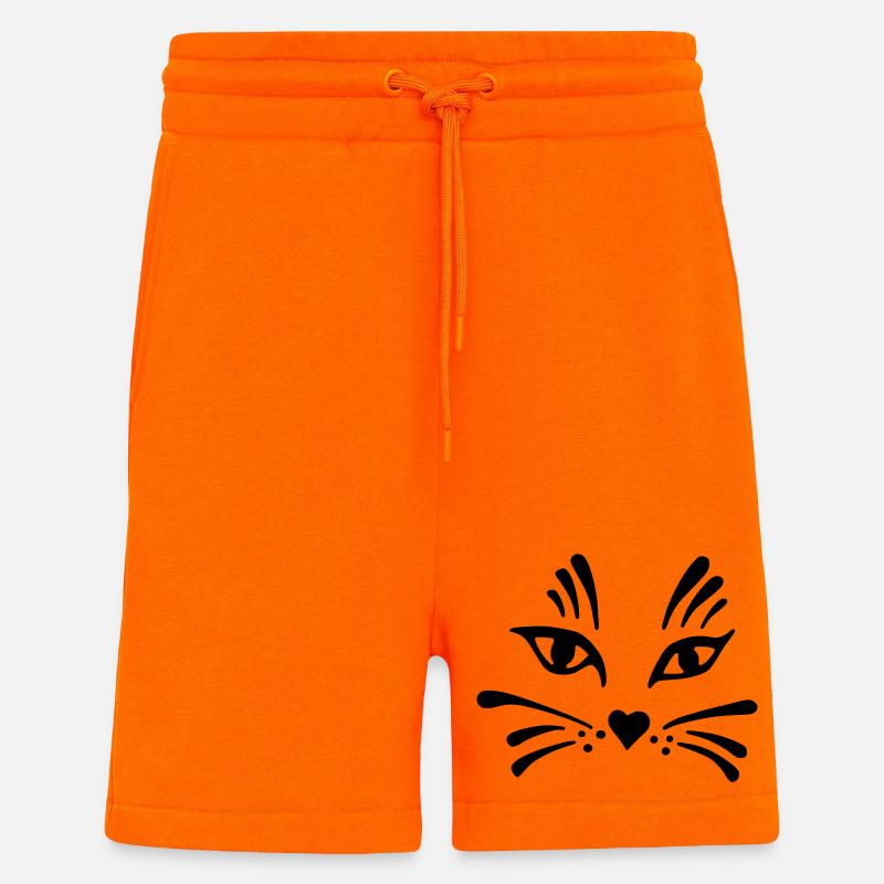tête de chat simplifiée - Short bio décontracté fabriqué en UE - SUNSET ORANGE