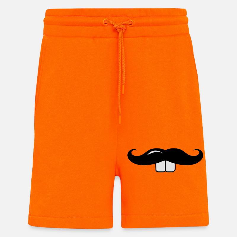 Une moustache avec des dents proéminentes - Short bio décontracté fabriqué en UE - SUNSET ORANGE