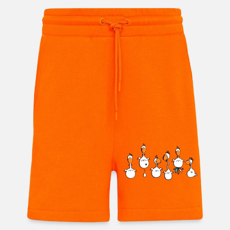 Crazy Chickens - poule - poluets - coq - Short bio décontracté fabriqué en UE - SUNSET ORANGE