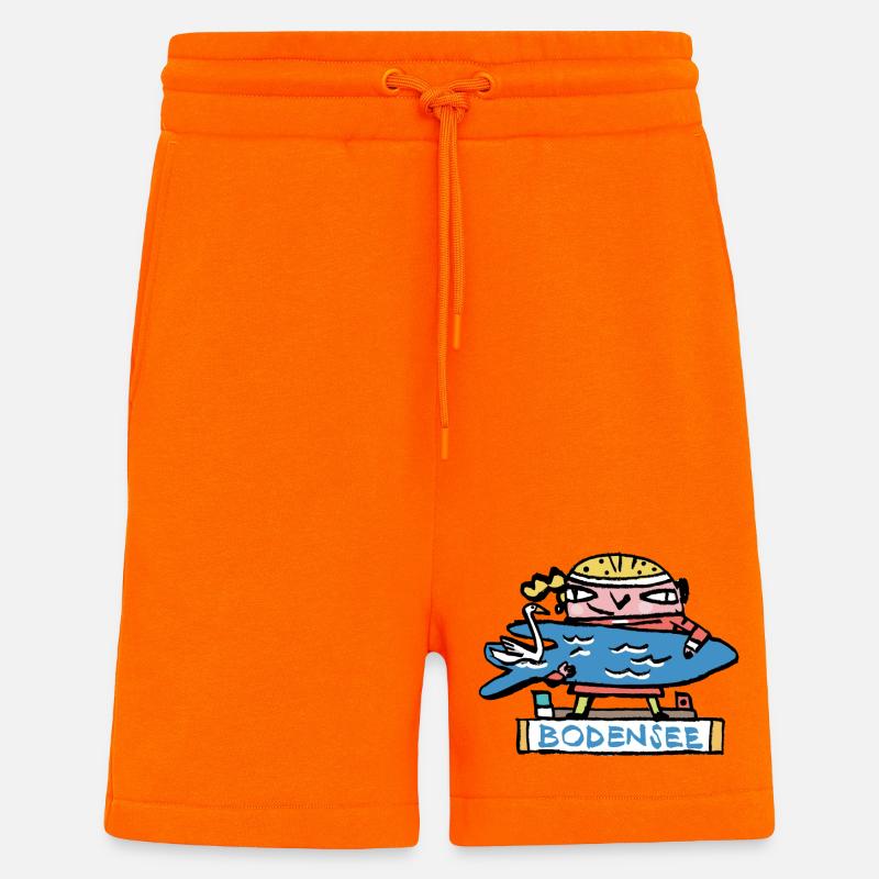 Bodensee Surfer Cartoon - Shorts - made by SPREAD - SUNSET ORANGE