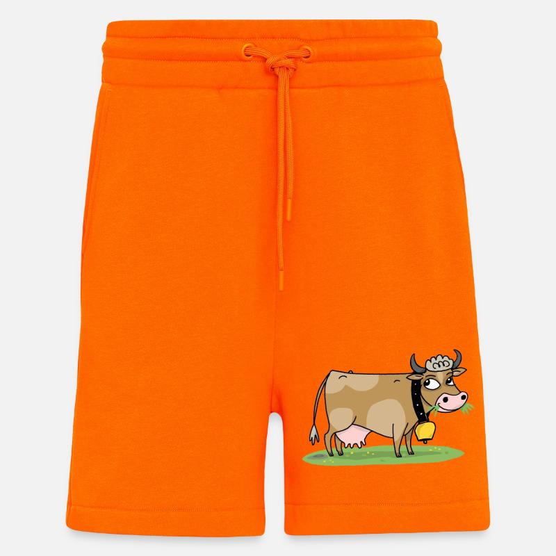 Kuh mit Glocke auf der Wiese - Shorts - made by SPREAD - SUNSET ORANGE