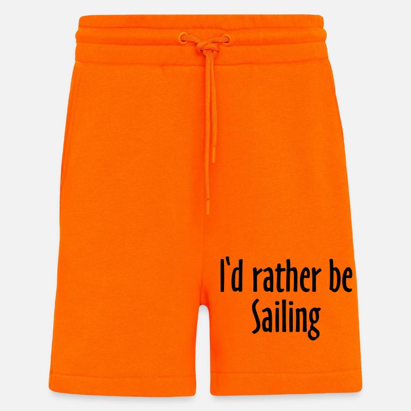 I'd rather be Sailing (FR) - Short bio décontracté fabriqué en UE - SUNSET ORANGE