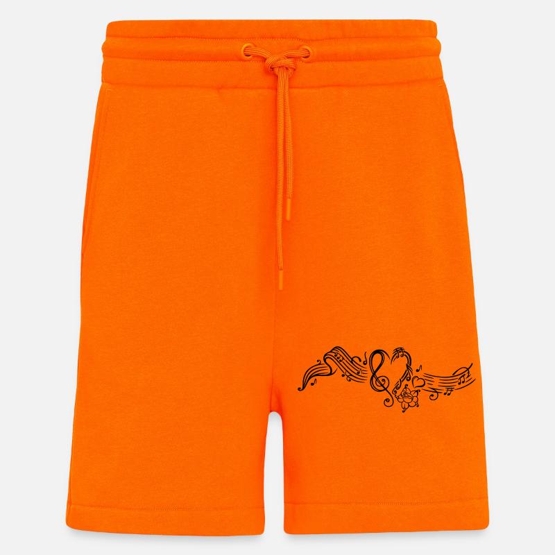 Notenblatt mit Musiknoten, music, notes, clef - Shorts - made by SPREAD - SUNSET ORANGE