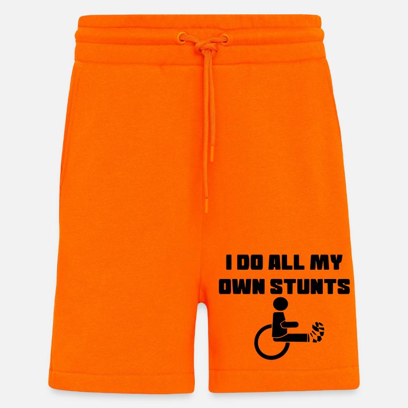 Rollstuhlfahrer mit Bein in Gips # - Shorts - made by SPREAD - SUNSET ORANGE