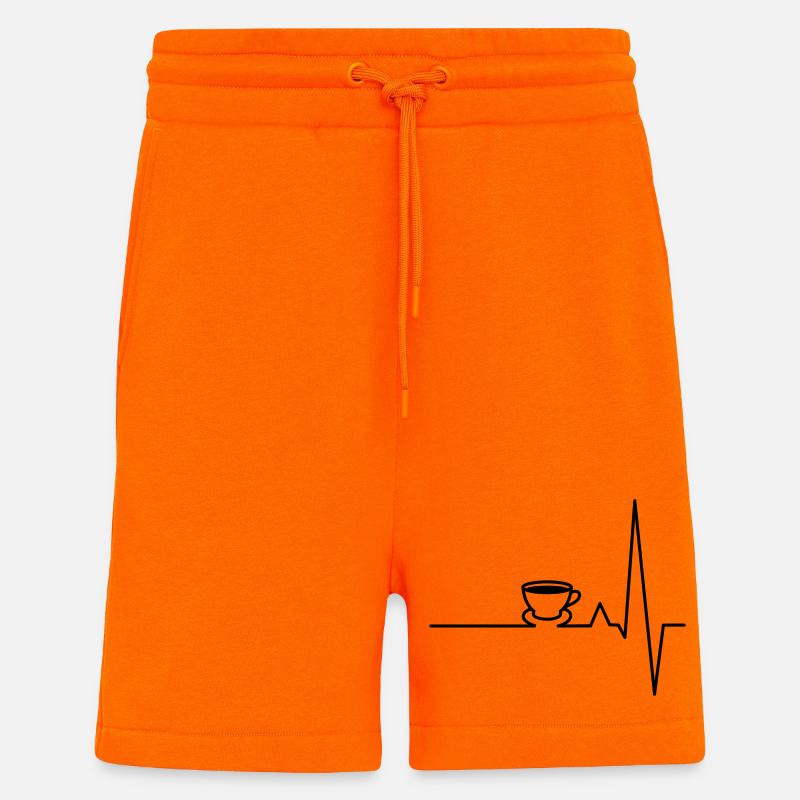 EKG Kaffee Herzschlag - Shorts - made by SPREAD - SUNSET ORANGE