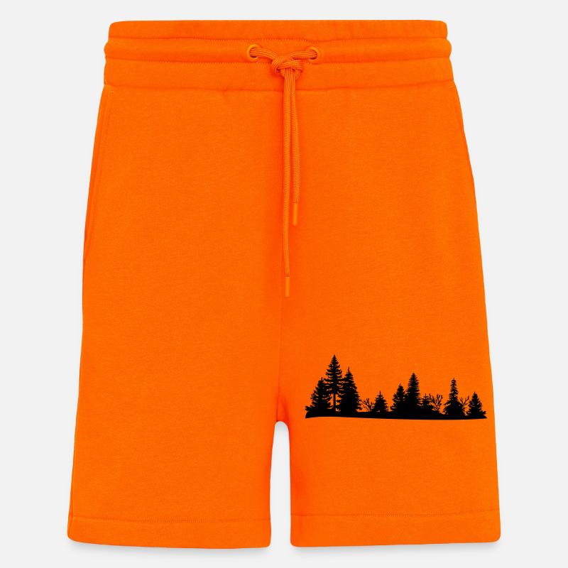 Schwarze Silhouette eines Waldes - Shorts - made by SPREAD - SUNSET ORANGE