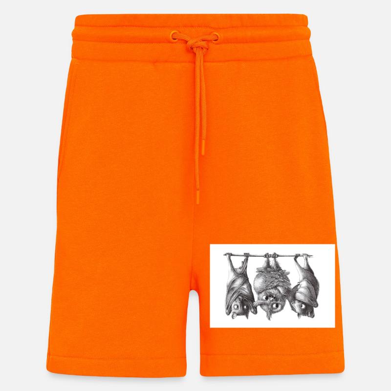 Chouette et chauve-souris vampire - Short bio décontracté fabriqué en UE - SUNSET ORANGE