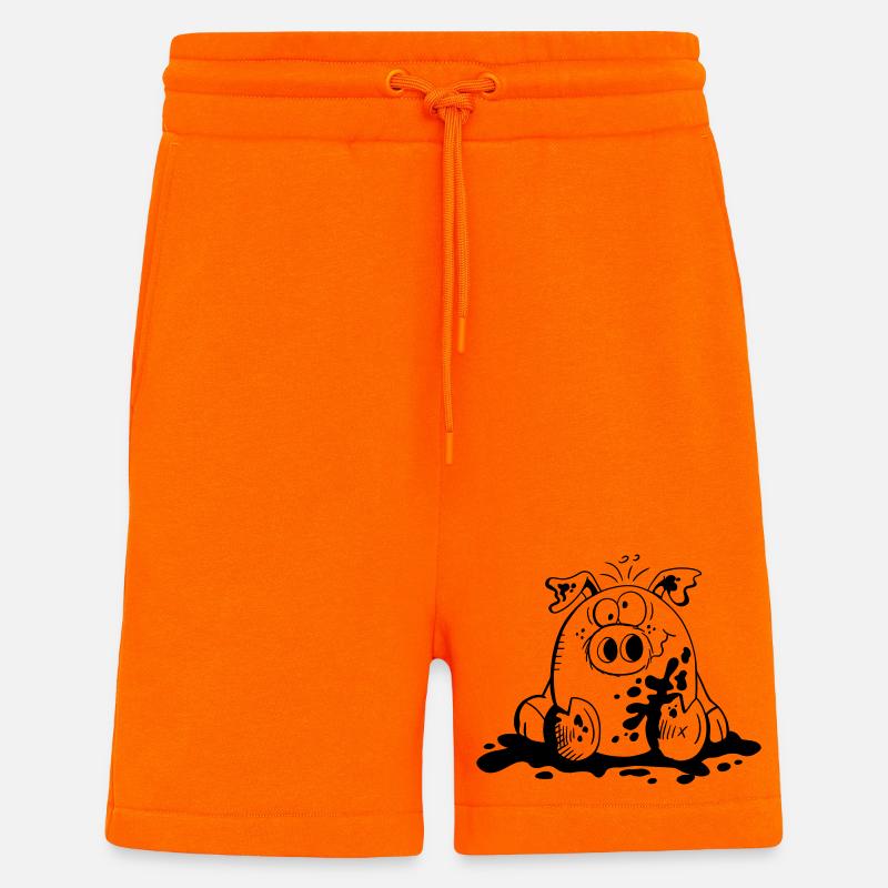 Cochon dans la boue - Cochons - Cadeau - Short bio décontracté fabriqué en UE - SUNSET ORANGE