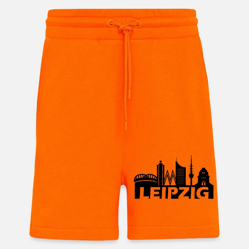 Skyline de Leipzig - Short bio décontracté fabriqué en UE - SUNSET ORANGE