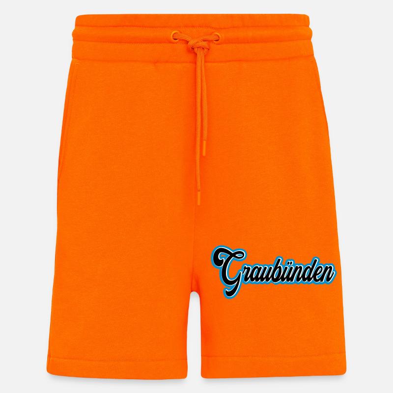 Graubünden Script with Blue Outline - Shorts - made by SPREAD - SUNSET ORANGE