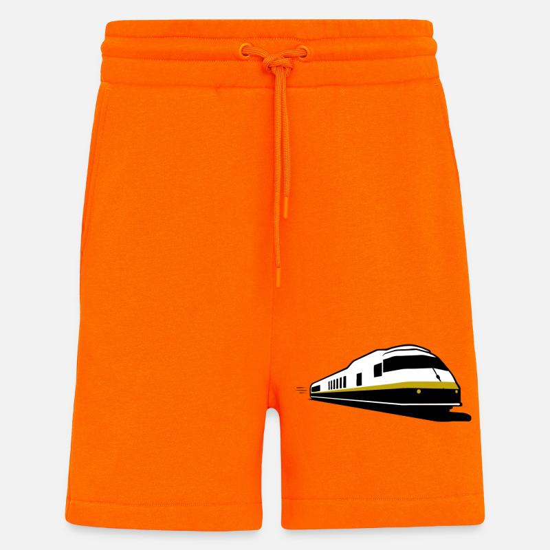 TRAIN - Train - Chemin de fer - Short bio décontracté fabriqué en UE - SUNSET ORANGE