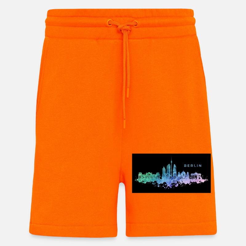 Skyline de Berlin - Short bio décontracté fabriqué en UE - SUNSET ORANGE