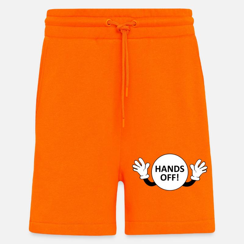 Avertissement mains off / Don't Touch - Short bio décontracté fabriqué en UE - SUNSET ORANGE