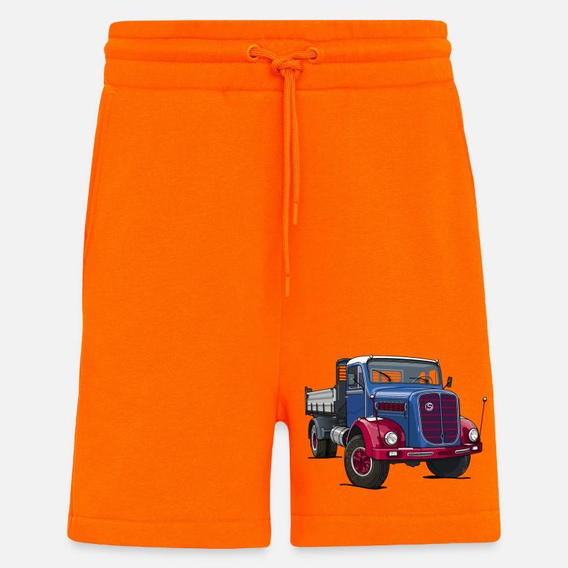 Camion oldtimer - Short bio décontracté fabriqué en UE - SUNSET ORANGE