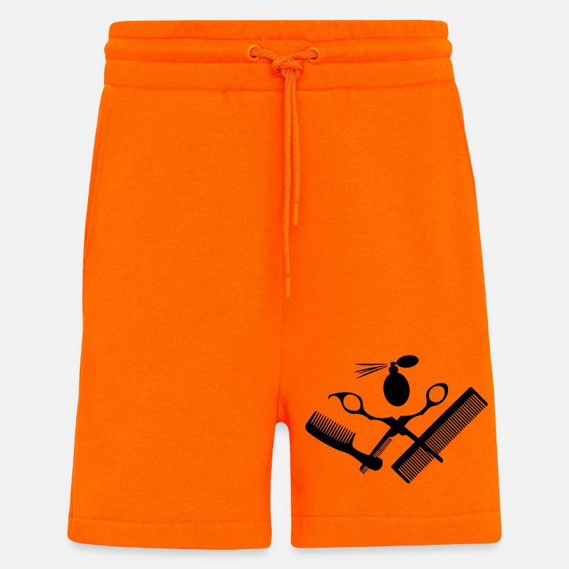 Pour salon de coiffure avec ciseaux - Short bio décontracté fabriqué en UE - SUNSET ORANGE