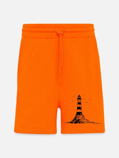Lighthouse, lighthouse, ship, rock sea holiday - Shorts - made by SPREAD - SUNSET ORANGE