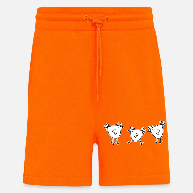 3 chickens hens feathered cattle - Shorts - made by SPREAD - SUNSET ORANGE