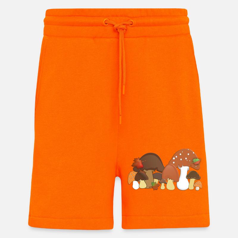 Autumn Mushrooms Forest Motifs Pattern - Shorts - made by SPREAD - SUNSET ORANGE