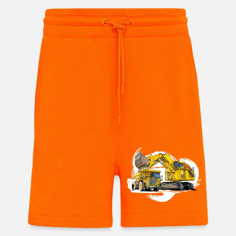 Méga machines sur le chantier - Short bio décontracté fabriqué en UE - SUNSET ORANGE