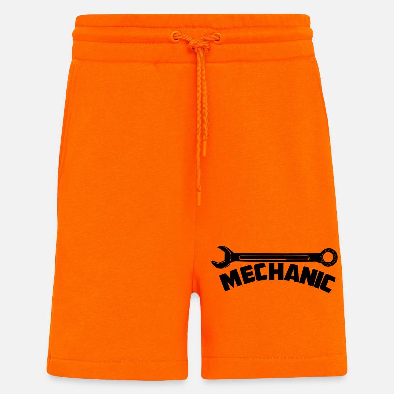 Mécanicien avec texte clé Mécanicien - Short bio décontracté fabriqué en UE - SUNSET ORANGE