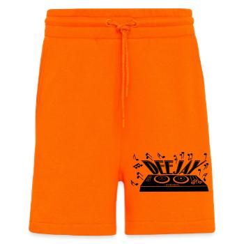 Deejay mit Plattenspieler und Tönen - Shorts - made by SPREAD - SUNSET ORANGE - Vorne