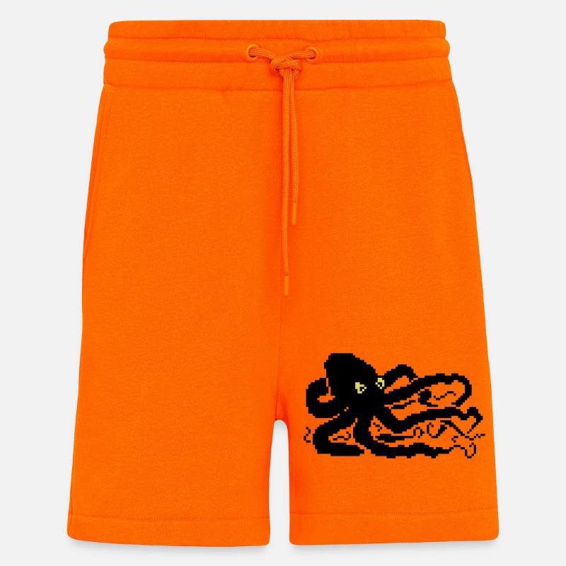 8bit pixel octopus - Shorts - made by SPREAD - SUNSET ORANGE