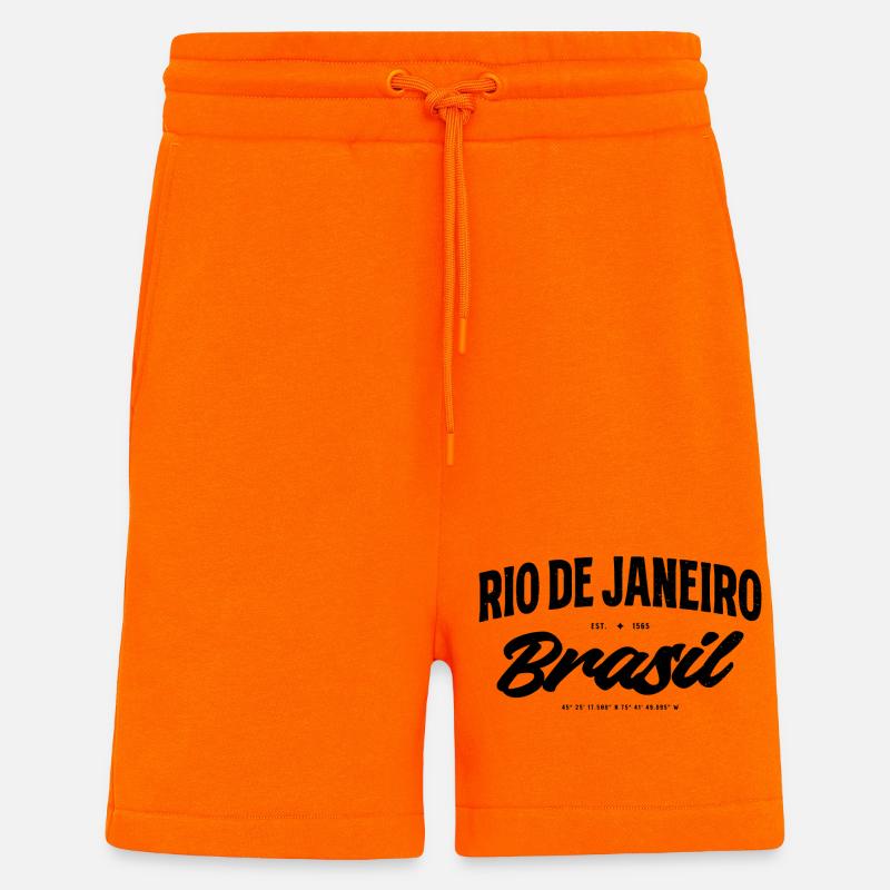 Rio de Janeiro Brazil Script Banner - Shorts - made by SPREAD - SUNSET ORANGE