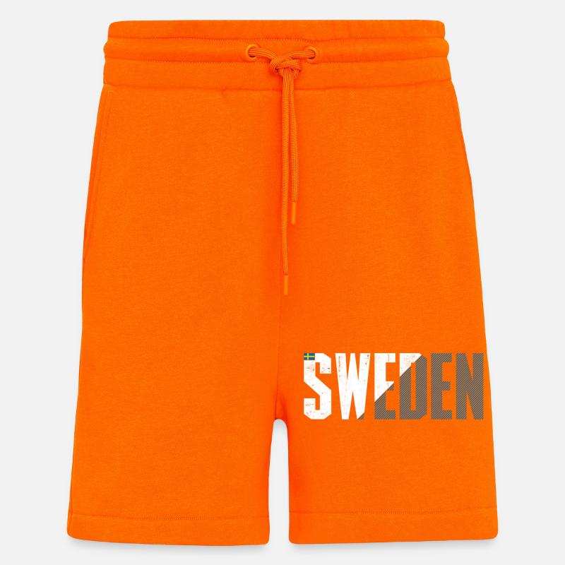 Sweden Bold Flag Typography - Shorts - made by SPREAD - SUNSET ORANGE