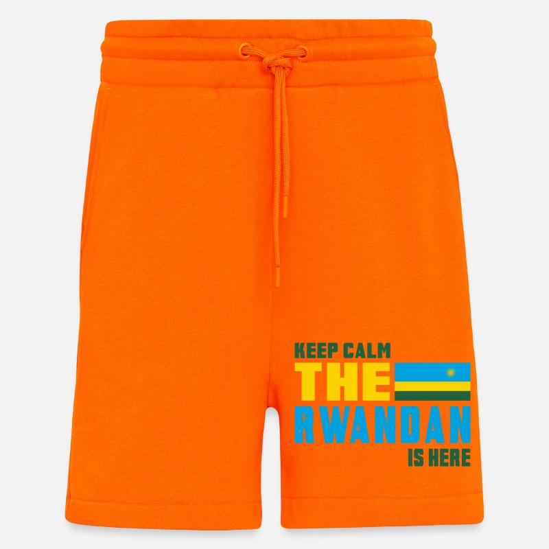 Design drapeau Rwanda Keep Calm - Short bio décontracté fabriqué en UE - SUNSET ORANGE