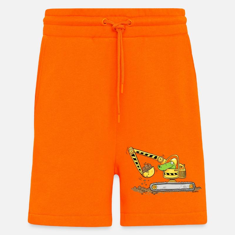 Bagger Mit Krokodil Baustelle Baggerfahrer Jungen - Shorts - made by SPREAD - SUNSET ORANGE