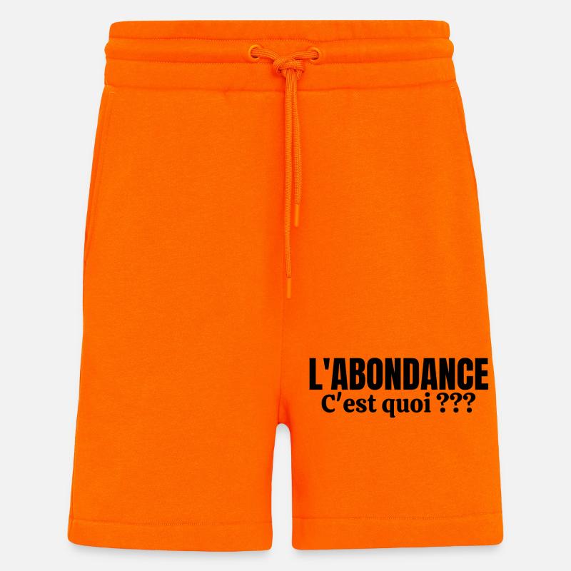 abondance, l'Abondance, pauvreté, misère - Short bio décontracté fabriqué en UE - SUNSET ORANGE