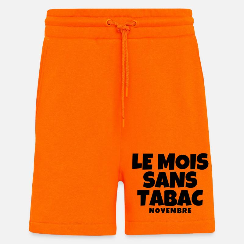 tabac, mois sans tabac, anti tabac - Short bio décontracté fabriqué en UE - SUNSET ORANGE