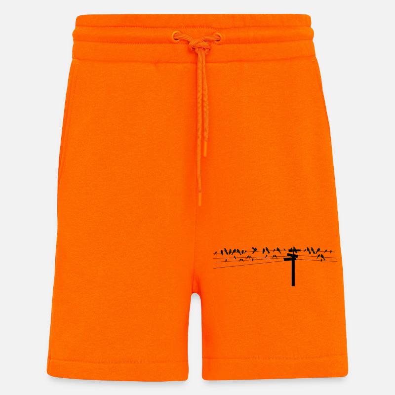 Vögel sitzen gemeinsam auf einer Stromleitung - Shorts - made by SPREAD - SUNSET ORANGE