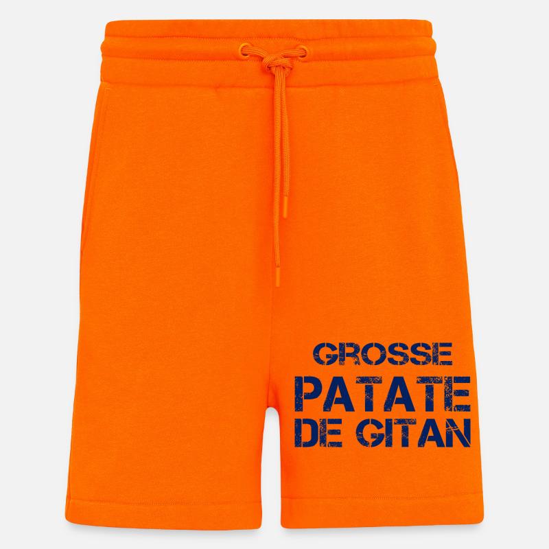 Grosse Patate de Gitan (bleu) - Short bio décontracté fabriqué en UE - SUNSET ORANGE
