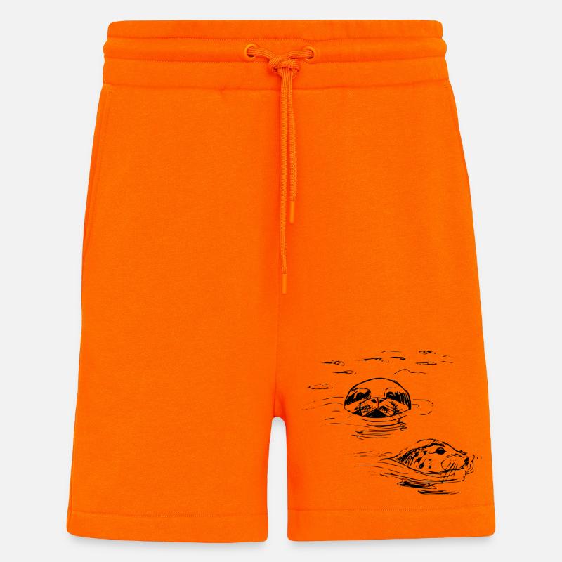 Sceaux dessinés à la main, Shetland - Short bio décontracté fabriqué en UE - SUNSET ORANGE