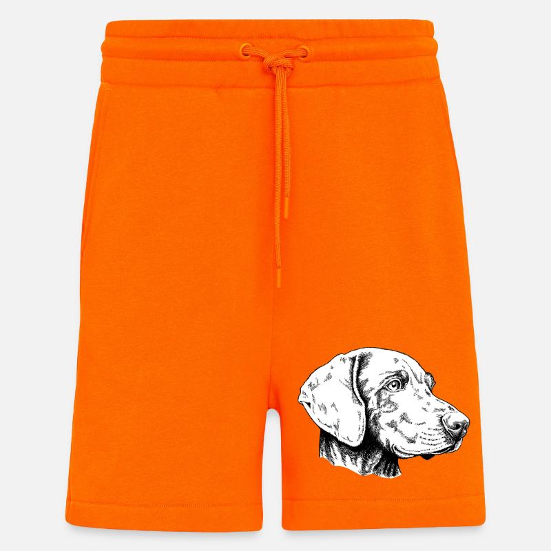 Weimaraner Portrait - Short bio décontracté fabriqué en UE - SUNSET ORANGE