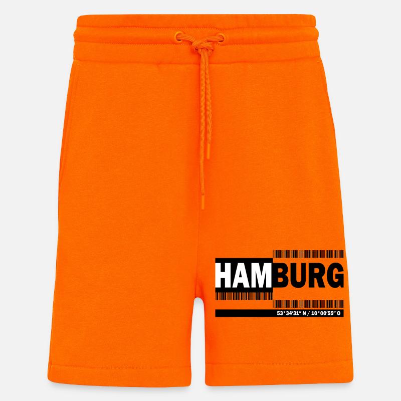 HAMBOURG - code-barres - Short bio décontracté fabriqué en UE - SUNSET ORANGE