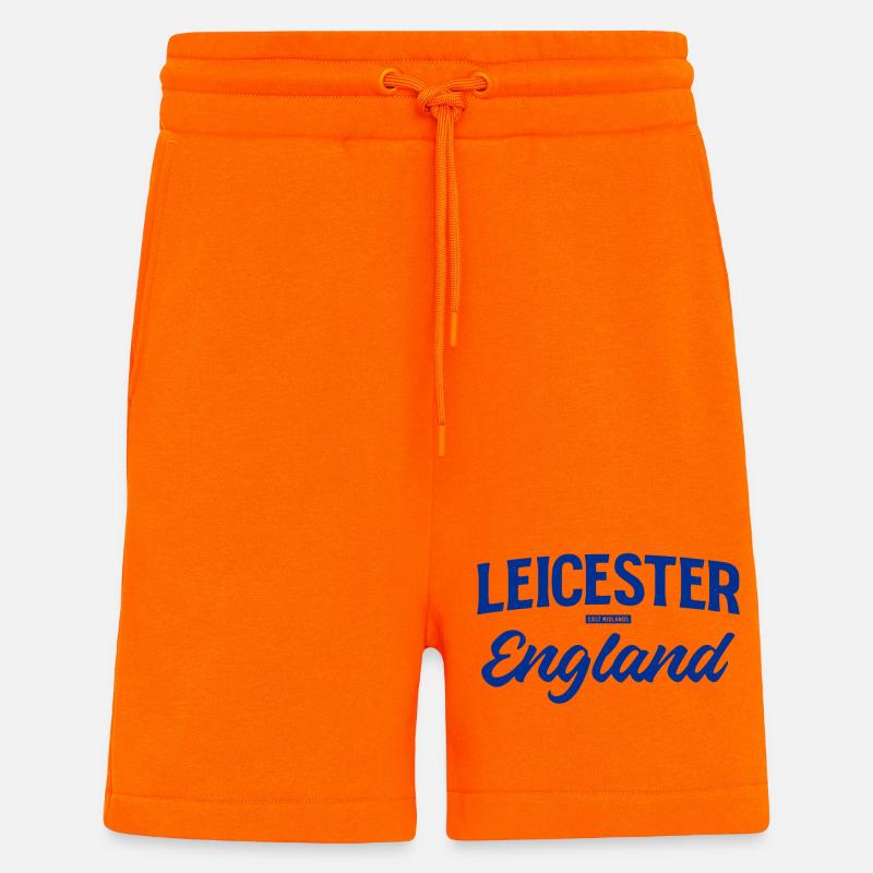 Leicester England Script Logo - Shorts - made by SPREAD - SUNSET ORANGE