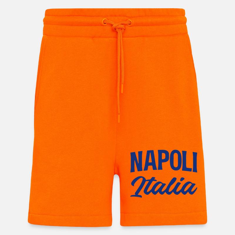 Napoli Italia Script in Blue - Short bio décontracté fabriqué en UE - SUNSET ORANGE