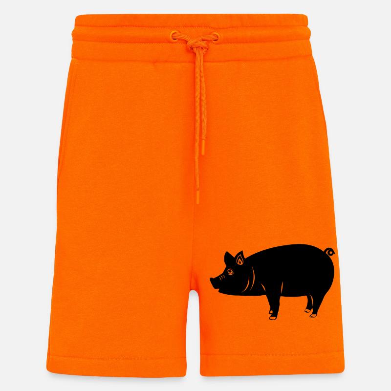 Logo de cochon Image d’ombre - Short bio décontracté fabriqué en UE - SUNSET ORANGE