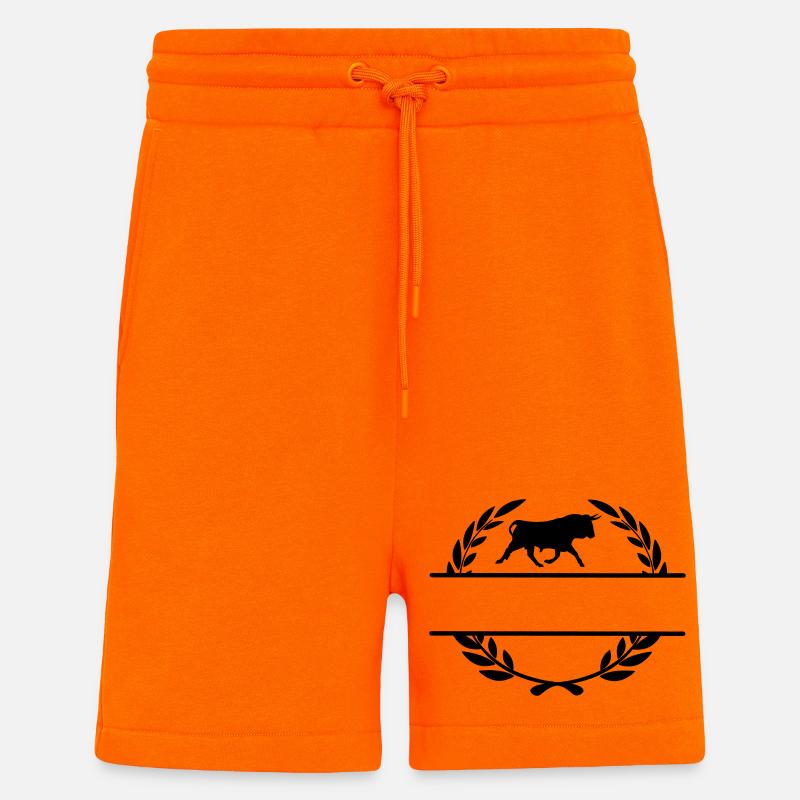 Bull in laurel wreath monogram - Shorts - made by SPREAD - SUNSET ORANGE