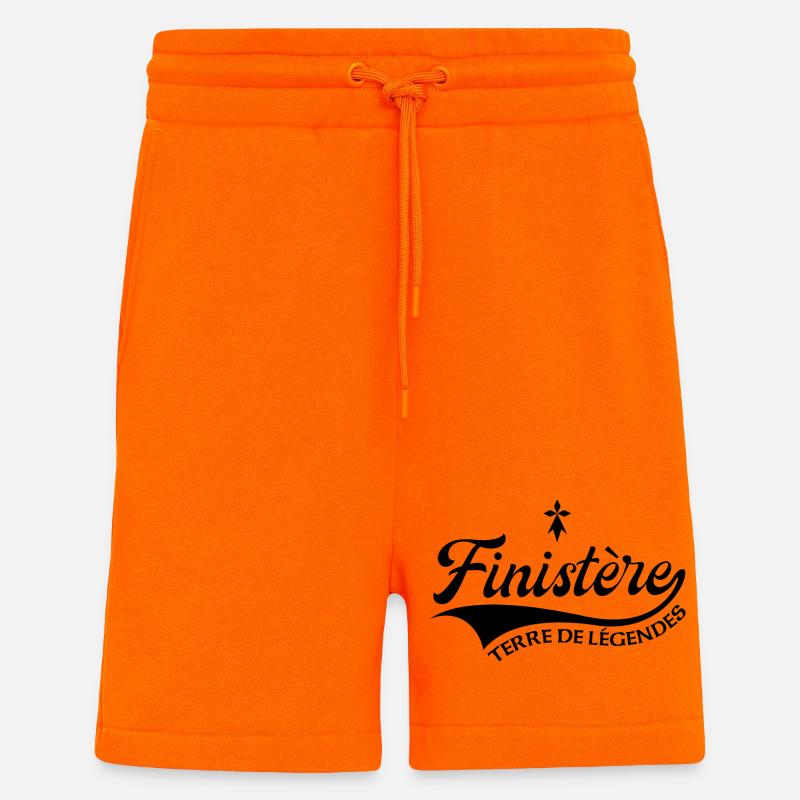 Finistère Terre de légendes avec Hermine - Short bio décontracté fabriqué en UE - SUNSET ORANGE