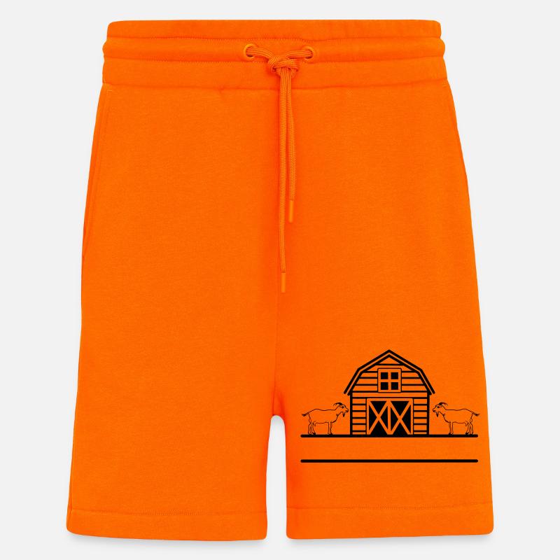 Élevage caprin avec deux chèvres - Short bio décontracté fabriqué en UE - SUNSET ORANGE